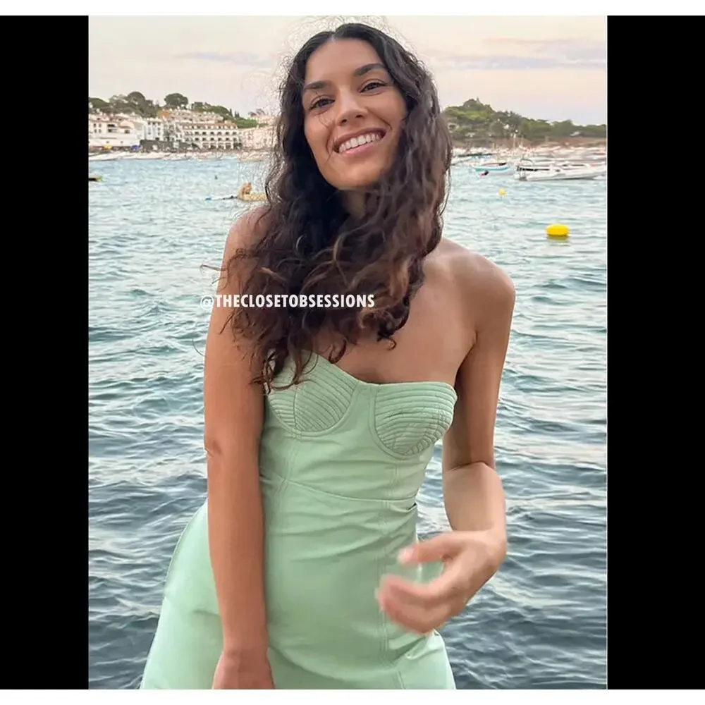 MANGO Corset-Style Strapless Midi Dress 💚✨ NWT - Picture 15 of 16